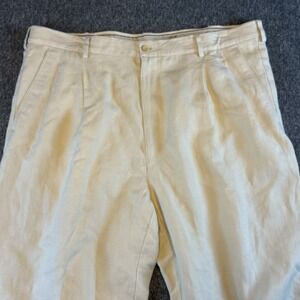 CARIBBEAN‎ 100% Silk Men's Tan Pleated Golf Corporate Gentlemen Slacks 38X30